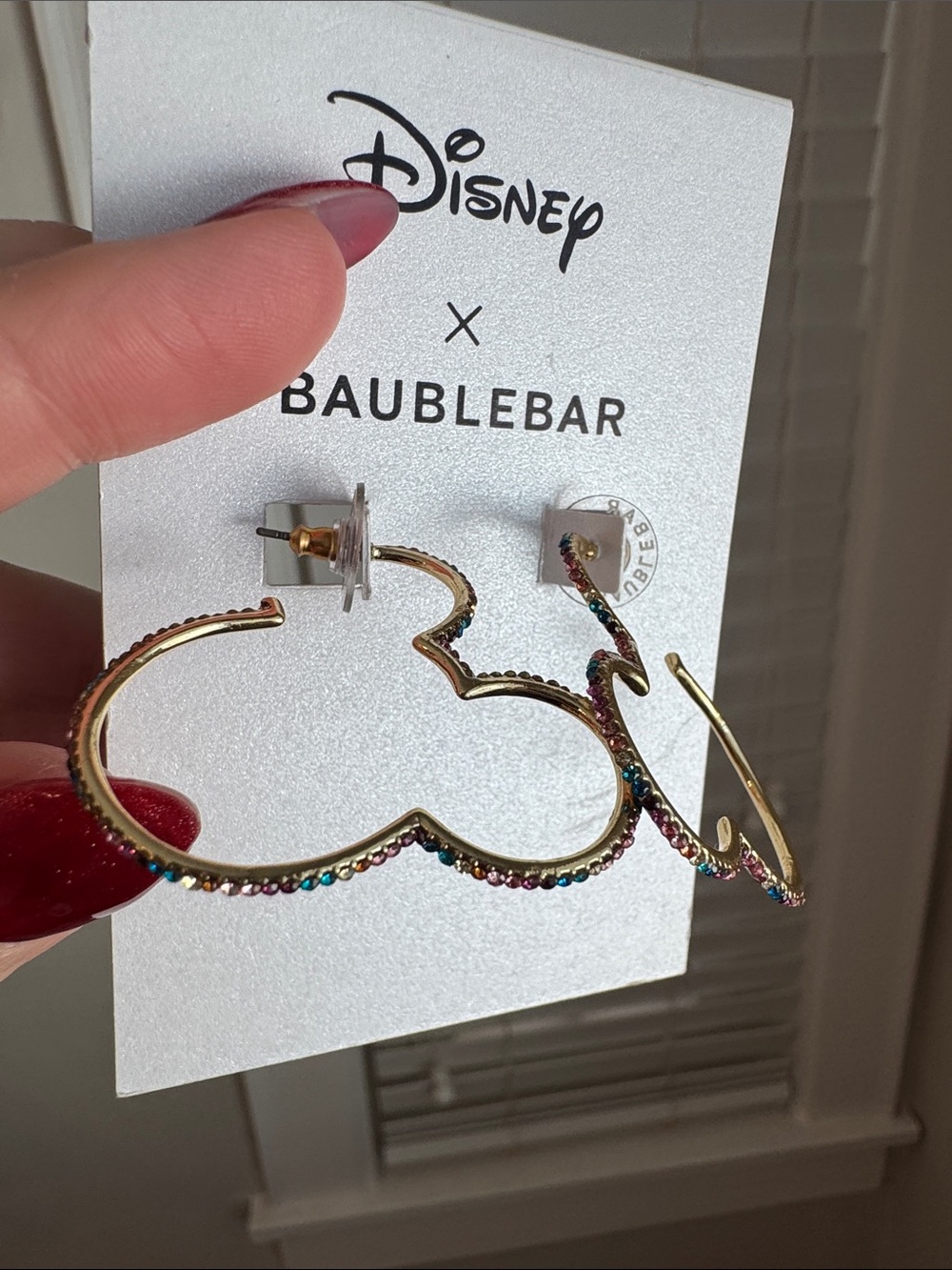 Disney x BaubleBar Mickey Mouse Rainbow Crystal Outline Hoop Earrings